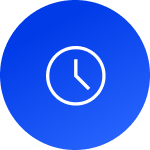 Analog clock icon in blue circle