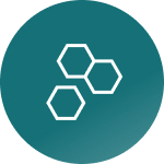 Modular honeycomb icon in green circle