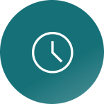 Analog clock icon in green circle