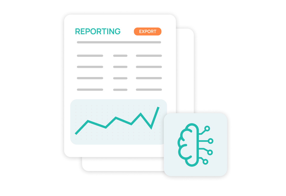 Illustrated image representing business reporting powered by AI