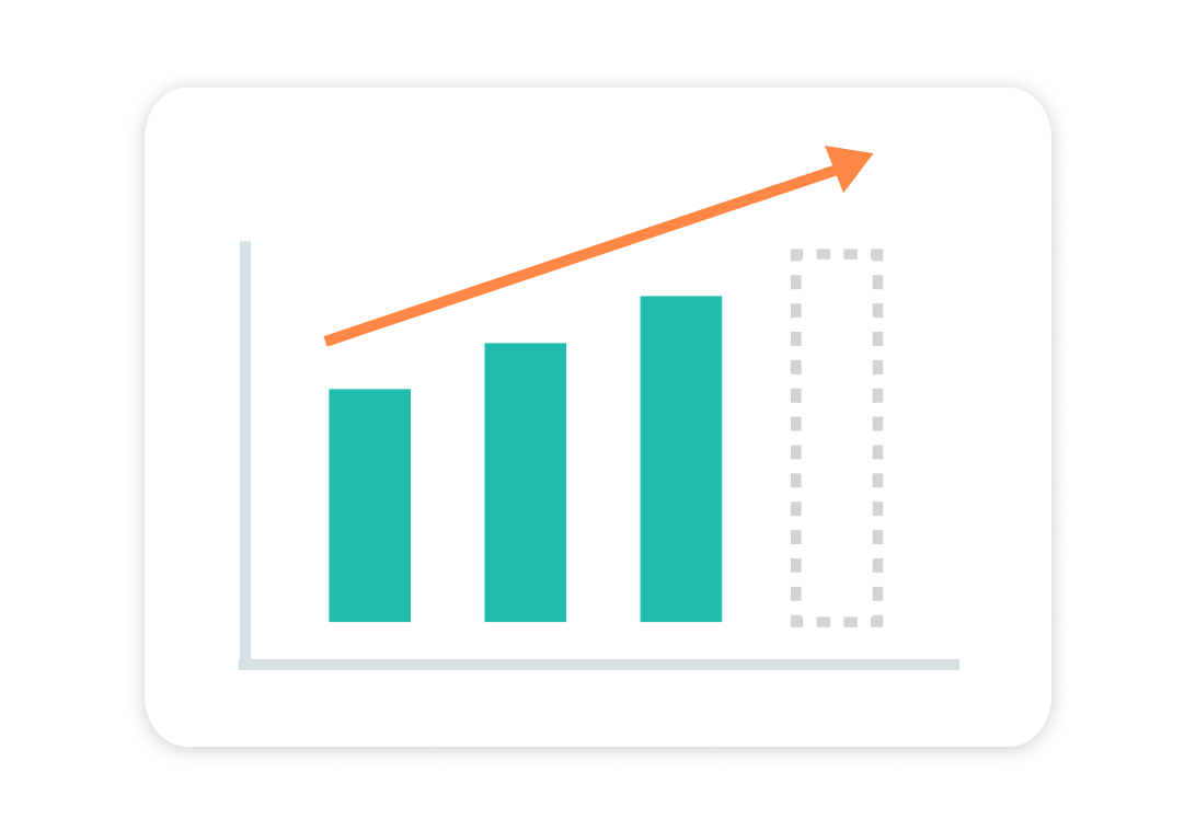 Illustrated image showing a bar graph trending upwards