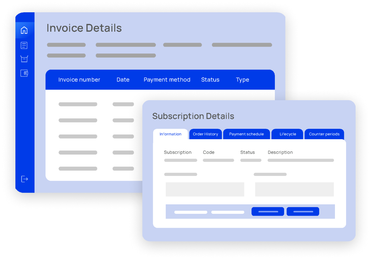 Illustrated example of Prvidr Go Transact screens